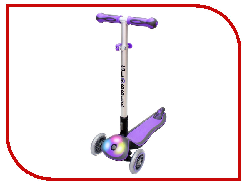 

Самокат Y-SCOO Globber Elite F My Free Fold up со светящейся платформой Purple, Globber Elite F My Free Fold up