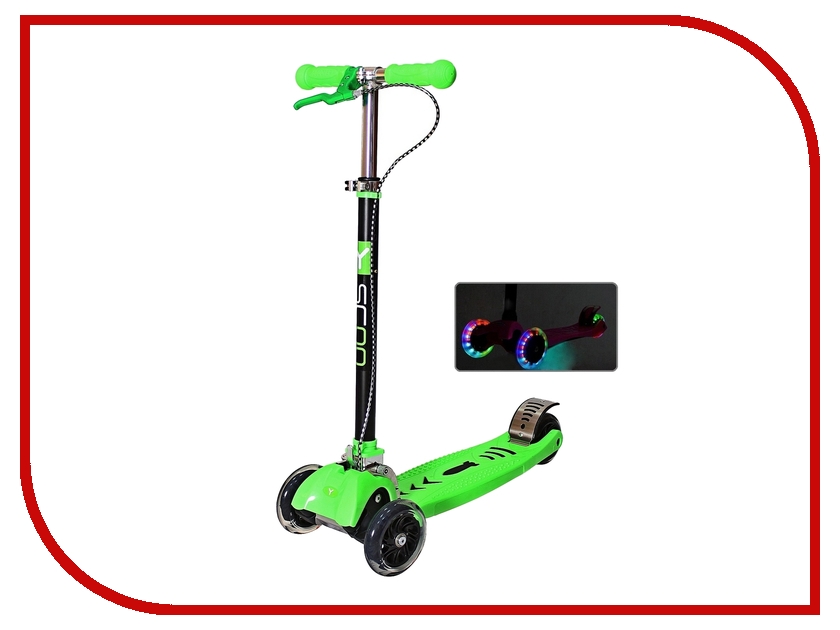 

Самокат Y-SCOO Maxi City RT Shine Gagarin Green с ручным тормозом