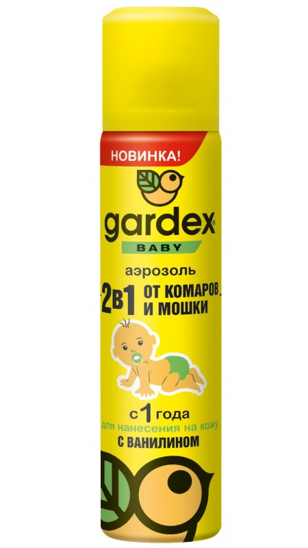 фото Средство защиты от комаров Gardex Baby Аэрозоль от комаров и мошки для детей с 1 года 80ml