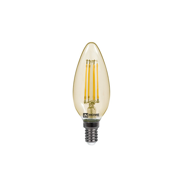

Лампочка IN HOME LED-СВЕЧА-deco E14 7W 230V 3000K 630Lm Gold 4690612007540, LED-СВЕЧА-deco 7W 230V E14 3000K 630Lm