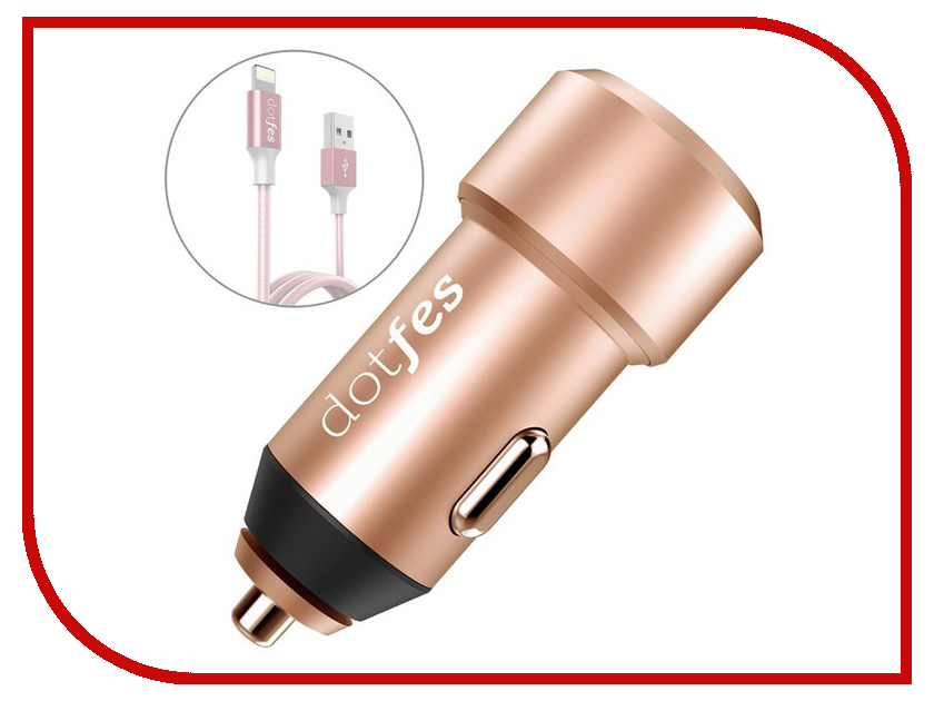 фото Зарядное устройство Dotfes B03s 2xUSB 4.8A + Lightning Rose Gold 03175