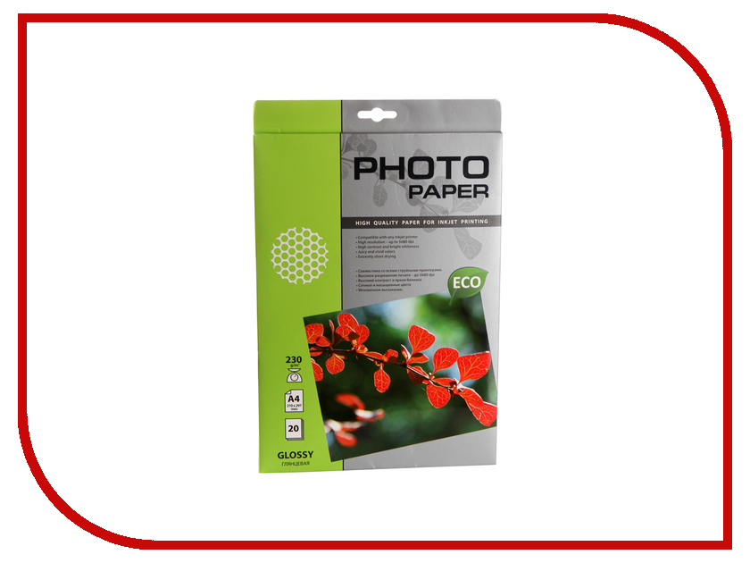 

Фотобумага Cactus CS-GA423020E A4 230g/m2 20 листов White Glossy