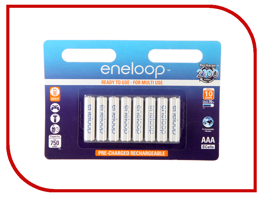 фото Аккумулятор AAA - Panasonic Eneloop 750 mAh (8 штук) BK-4MCCE/8BE