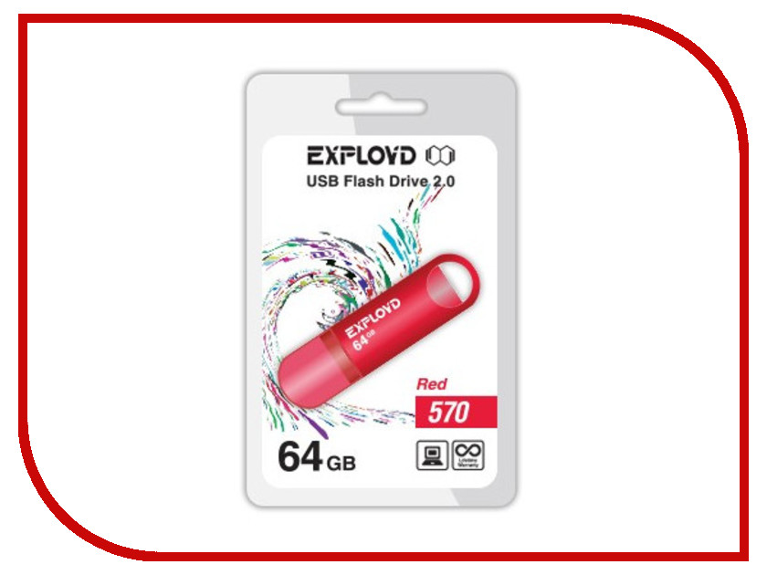 

USB Flash Drive 64Gb - Exployd 570 EX-64GB-570-Red