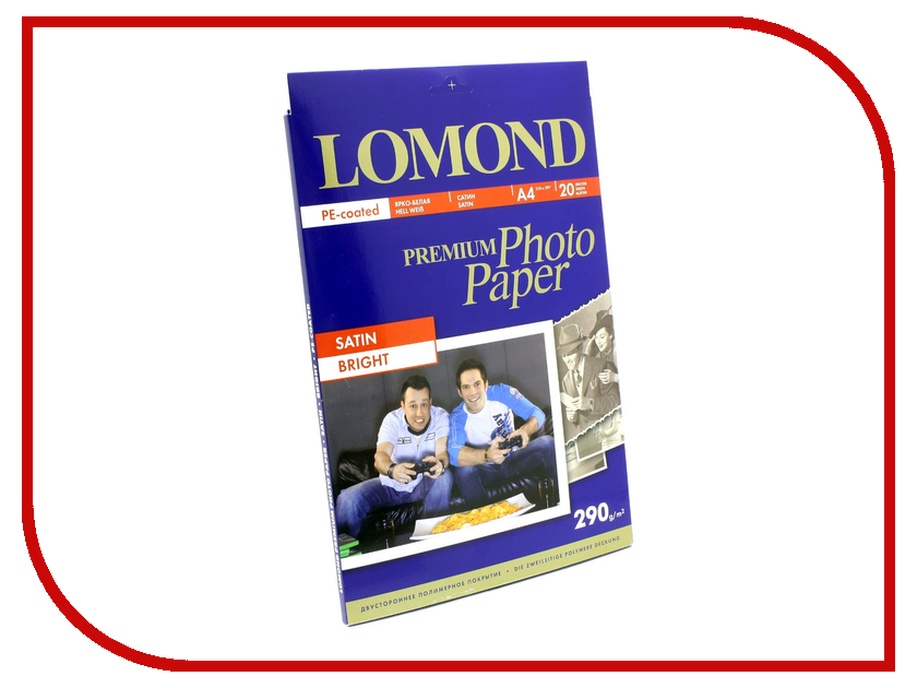 

Фотобумага Lomond A4 290g/m2 сатин 20 листов 1108200