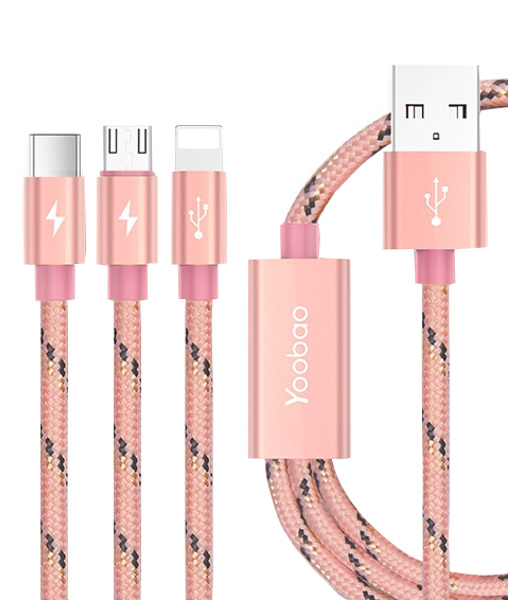 фото Аксессуар Yoobao USB - Type-C / microUSB / Lightning YB-453 Pink