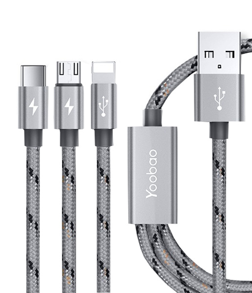 

Аксессуар Yoobao USB - Type-C / microUSB / Lightning YB-453 Grey, YB-453