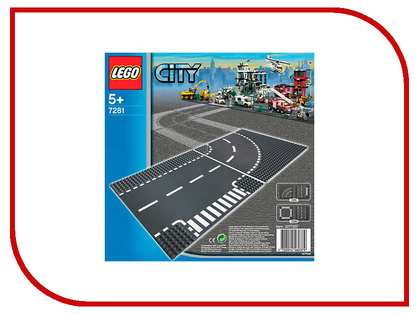 фото Плата Lego City Т-соединения и изогнутые рельсы 7281