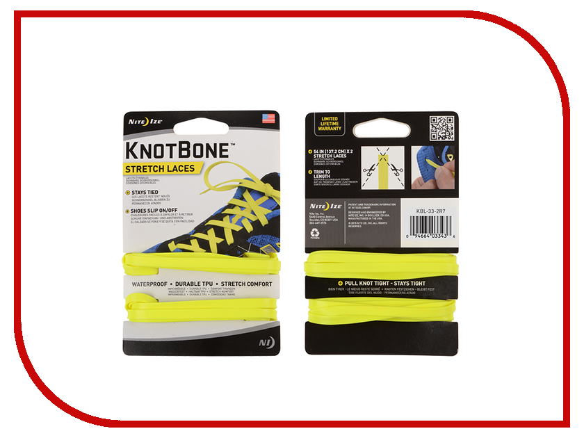 фото Гаджет Nite Ize KnotBone Stretch Laces шнурки спортивные Yellow KBL-33-2R7