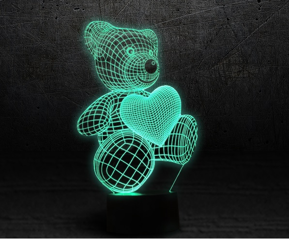 

3D лампа 3d Lamp Мишка с сердцем, Мишка с сердцем