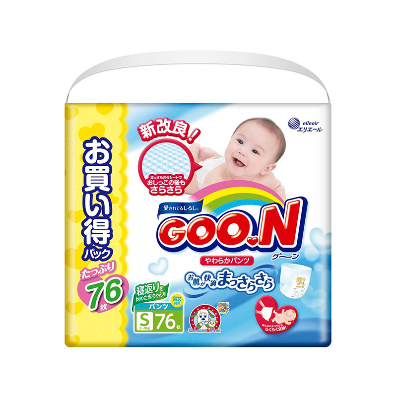 

Подгузники Goo.N Ultra Jumbo Pack Трусики 4-9кг 76шт S 4902011850659 / 4902011855050