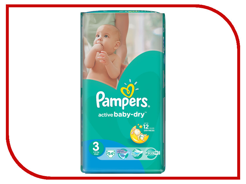 

Подгузники Pampers Active Baby-Dry Midi 5-9кг 54шт 4015400649687