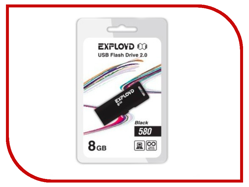 

USB Flash Drive 8Gb - Exployd 580 EX-8GB-580-Black