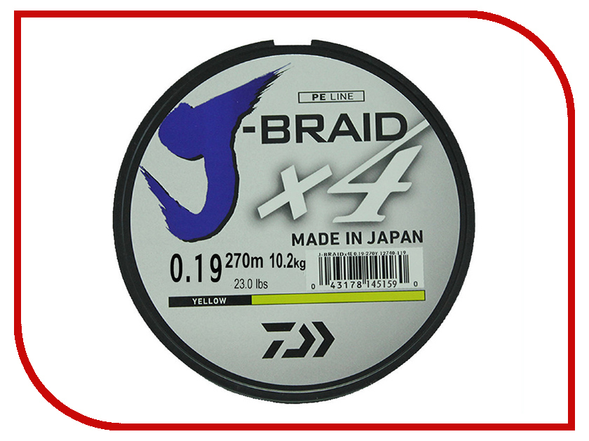

Шнур плетёный Daiwa J-Braid X4 0.19mm 270m Yellow 12740-119RU