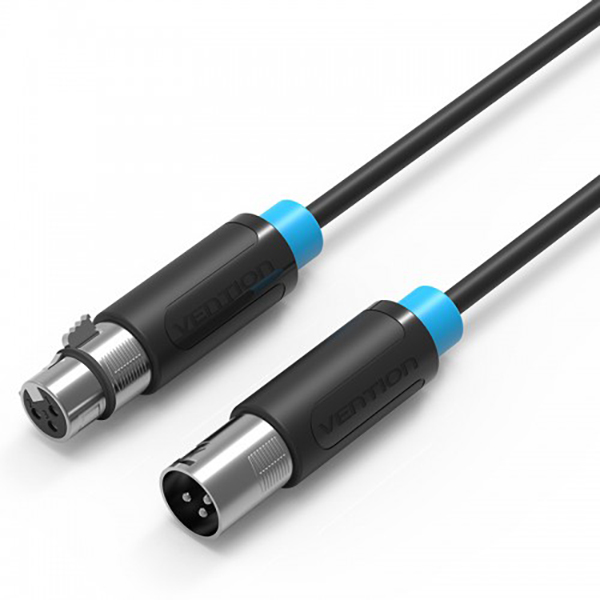 Аудиокабель Vention XLR M - XLR F 3m Black BBFBI сетевой кабель vention utp cat 6a rj45 1 5m black ibobg