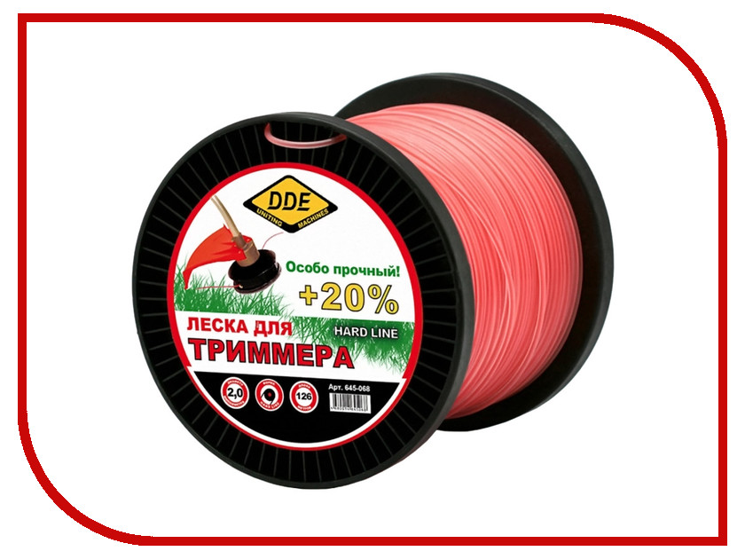 

Аксессуар Леска для триммера DDE Hard Line 2.0mm x 126m Grey-Red 645-068