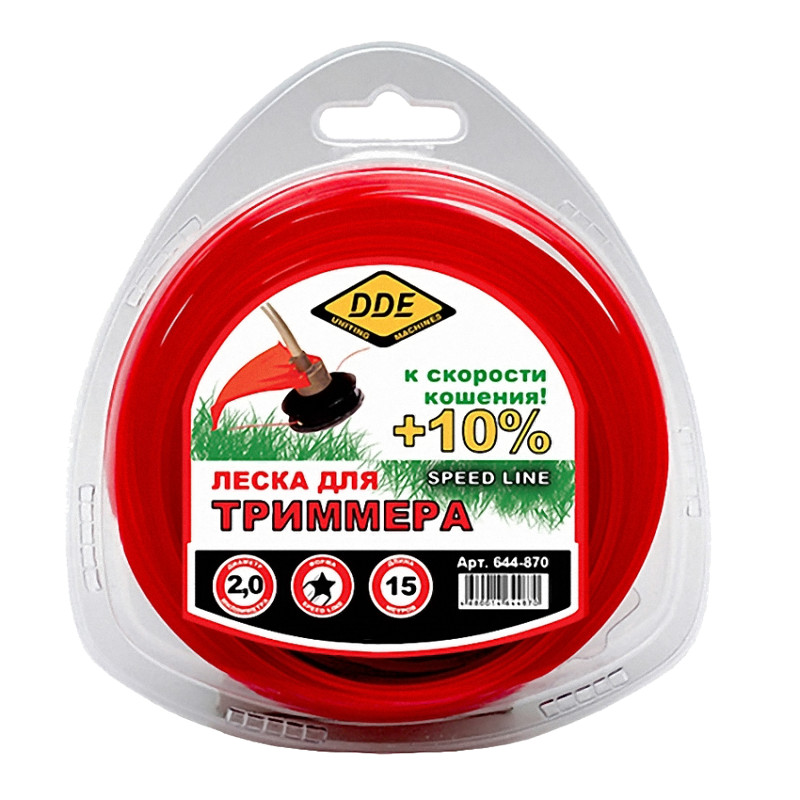 фото Леска для триммера dde speed line 2.0m x 15m red 644-870