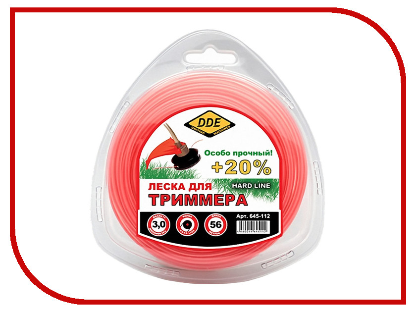 фото Аксессуар Леска для триммера DDE Hard Line 3.0mm x 56m Grey-Red 645-112