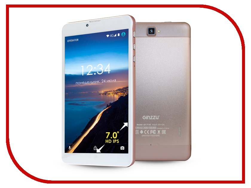 фото Планшет Ginzzu GT-7110 Pink-Gold (Spreadtrum SC9832 1.3 GHz/1024Mb/8Gb/GPS/LTE/3G/Wi-Fi/Bluetooth/Cam/7.0/1280x800/Android)