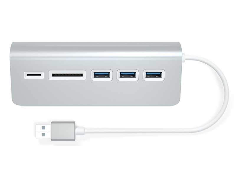  USB Satechi Aluminum USB 3.0 Hub & Card Reader Silver ST-3HCRS