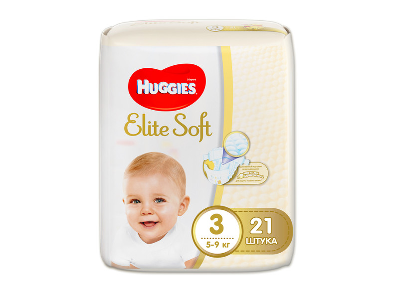 

Подгузники Huggies Elite Soft 3 5-9кг 21шт, Elite Soft 3