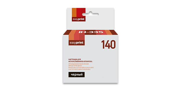 

Картридж EasyPrint IH-335 №140 Black для HP Deskjet D4263/D4363/D5360/Officejet J5783/J6413/Photosmart C4273/C4283/C4343/C4383/C4473/C4483/C4583/C5283/D5363, IH-335 №140
