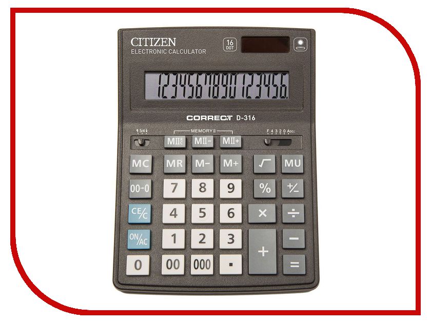 

Калькулятор Citizen D-316 двойное питание, D-316 Black