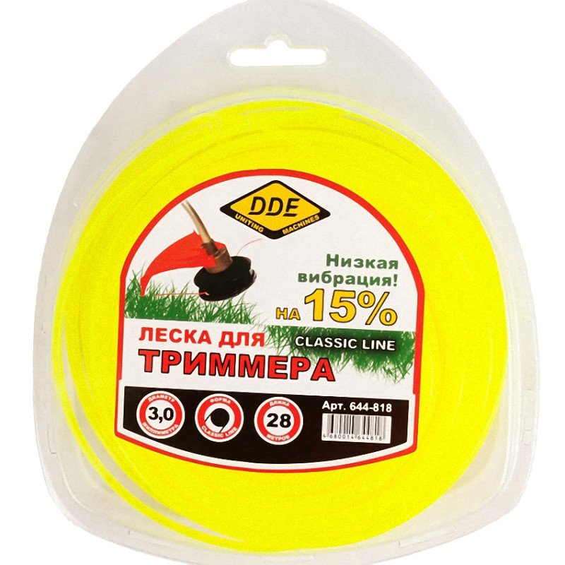 

Леска для триммера DDE Classic Line 3.0mm x 28m Yellow 644-818, Yellow 644-818