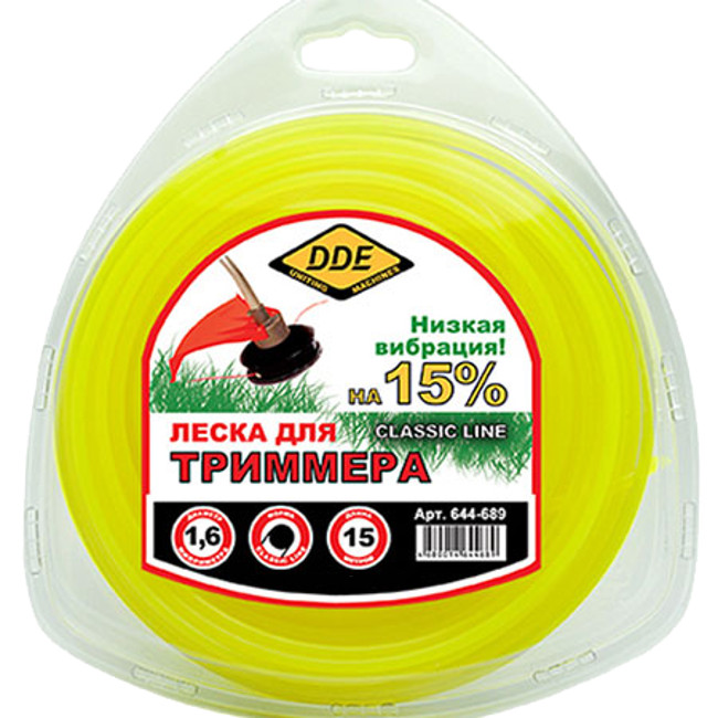 

Леска для триммера DDE Classic Line 1.6mm x 15m Yellow 644-689, 644-689