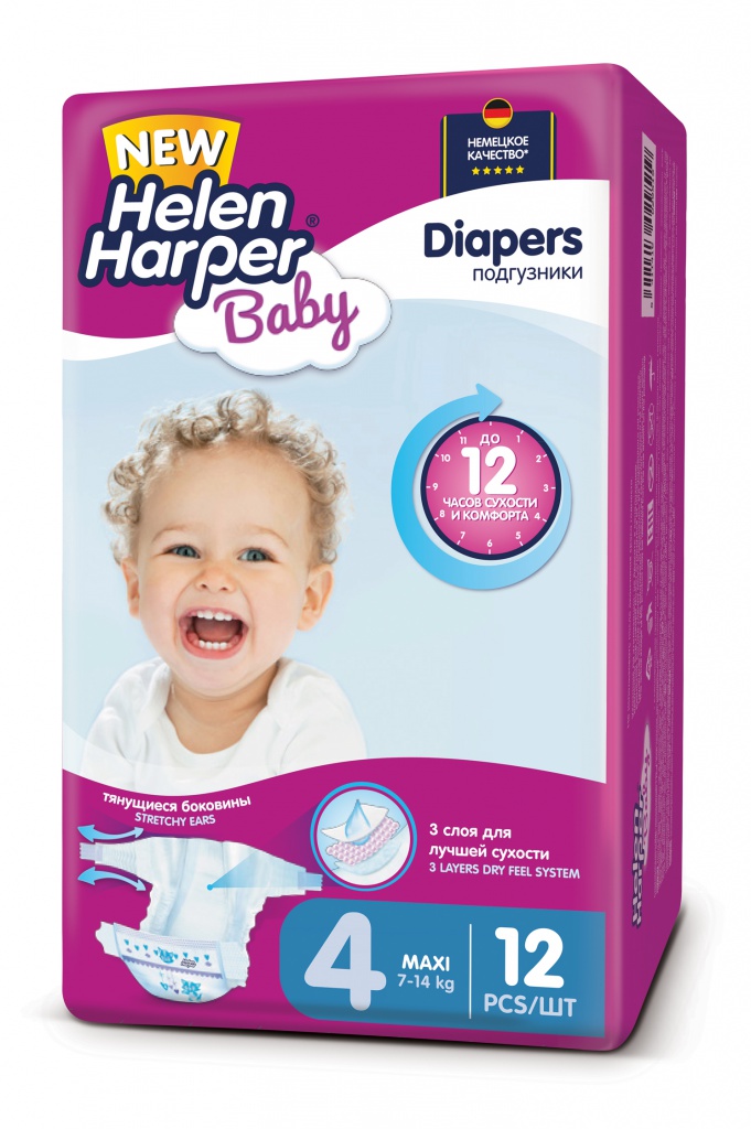 

Подгузники Helen Harper Baby Maxi 7-14кг 12шт 2311075, Baby Maxi