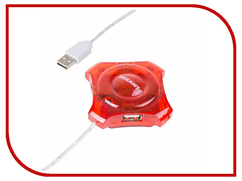 

Хаб USB Rexant 18-4100 4 ports Red