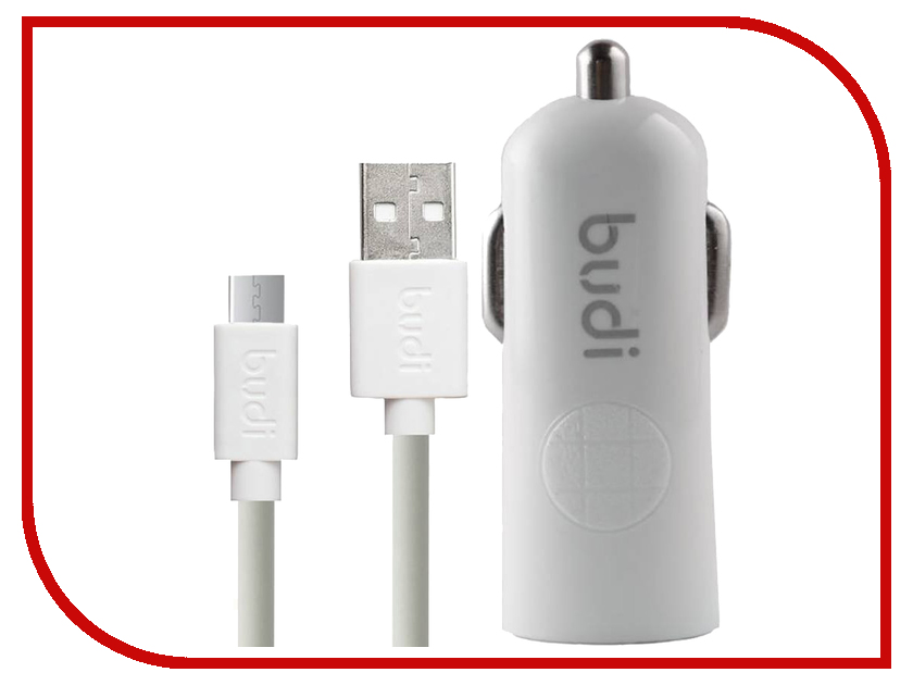 фото Зарядное устройство Budi M8J062M 2.4A + MicroUSB Cable White