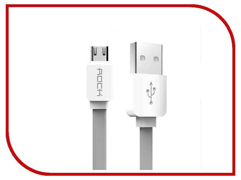 

Аксессуар Rock Flat USB - MicroUSB 1m Grey