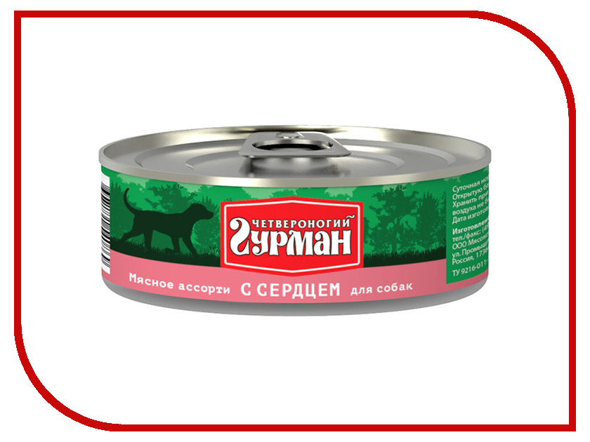 

Корм Четвероногий Гурман Мясное ассорти с сердцем 100g для собак 11894