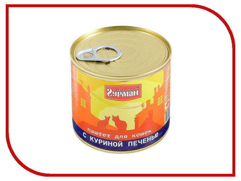 

Корм Четвероногий Гурман Паштет с куриной печенью 240g для кошек 41706