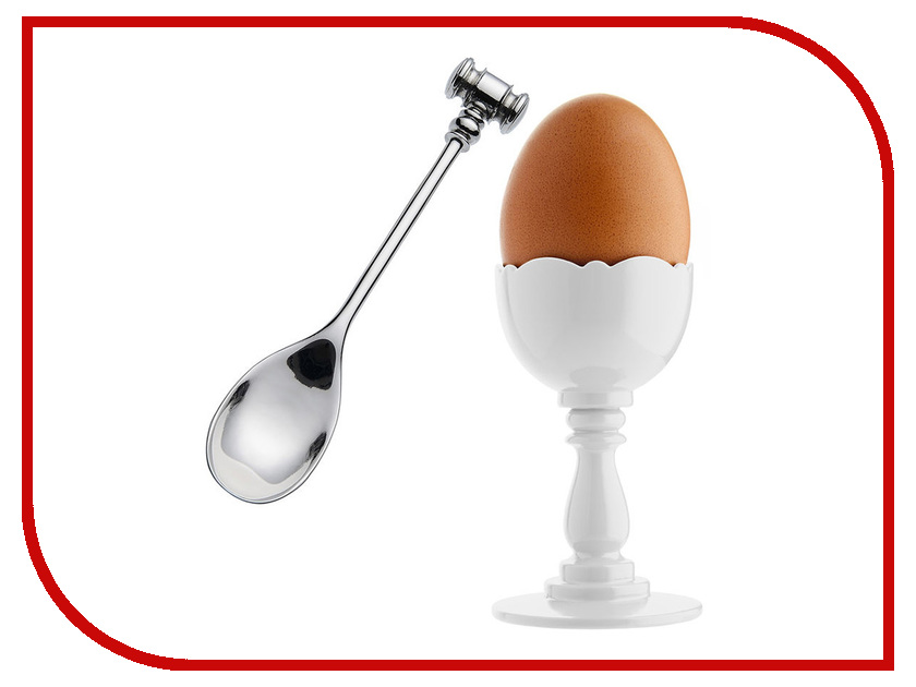 фото Подставка + ложка для яйца Alessi Dressed MW14SET White