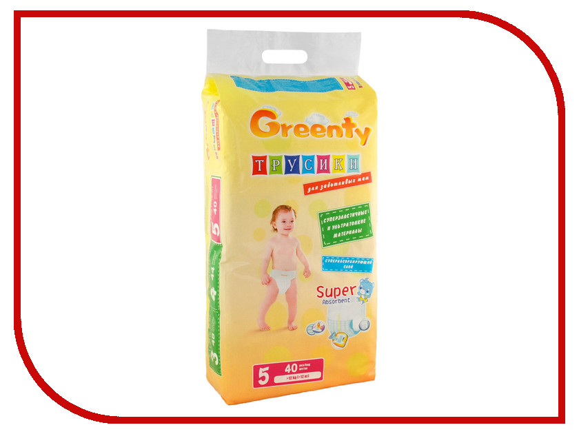 

Подгузники Greenty 5 12кг 40шт GREP-5m
