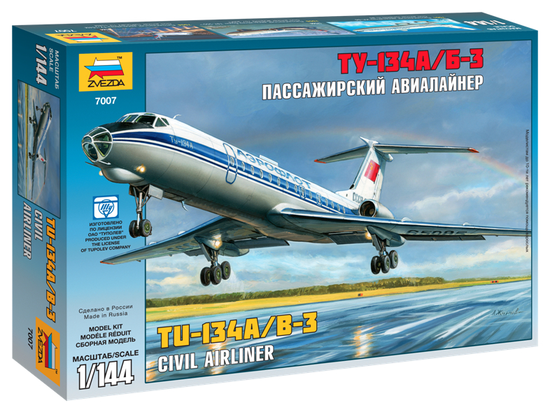 

Сборная модель Zvezda Пассажирский авиалайнер Ту-134 7007, Пассажирский авиалайнер Ту-134