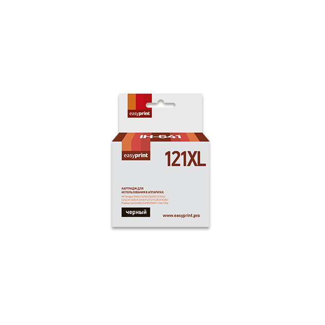Картридж EasyPrint IH-641 №121XL Black для HP Deskjet D1663/D2563/D2663/D5563/F2423/F2483/F2493/F4275/F4283/F4583/Photosmart C4683/C4783/ENVY 110e/120e картридж для струйного принтера easyprint 121xl 20503 много ный совместимый