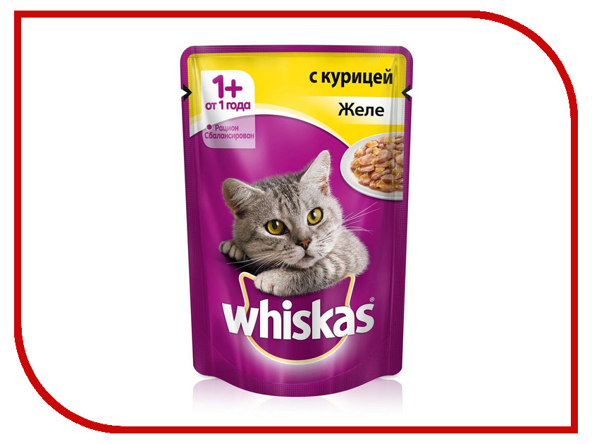 

Корм Whiskas Пауч Желе курица 85g 10156243/10137274