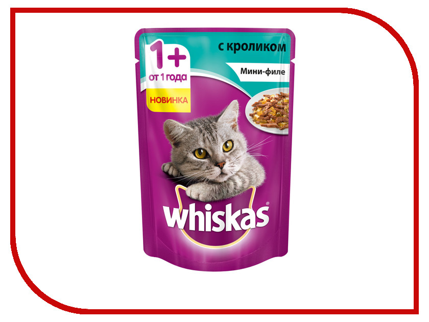 

Корм Whiskas Пауч Желе мини филе кролик 85g 10165917