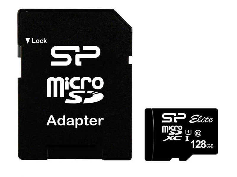 Карта памяти 128Gb - Silicon Power - Micro Secure Digital XC Class 10 UHS-I Elite SP128GBSTXBU1V10SP с переходником под SD карта памяти silicon power micro sd 64 gb xc 1 class 10