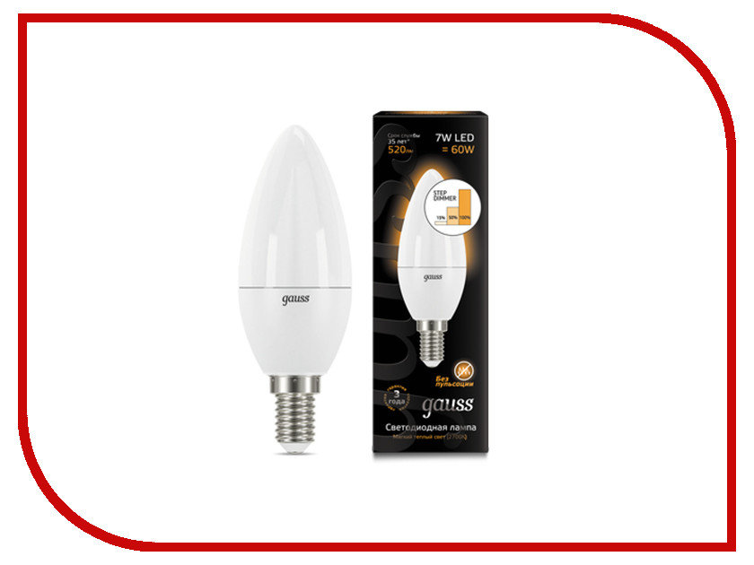 

Лампочка Gauss LED Candle E14 7W 3000К 103101107-S, 103101107-S