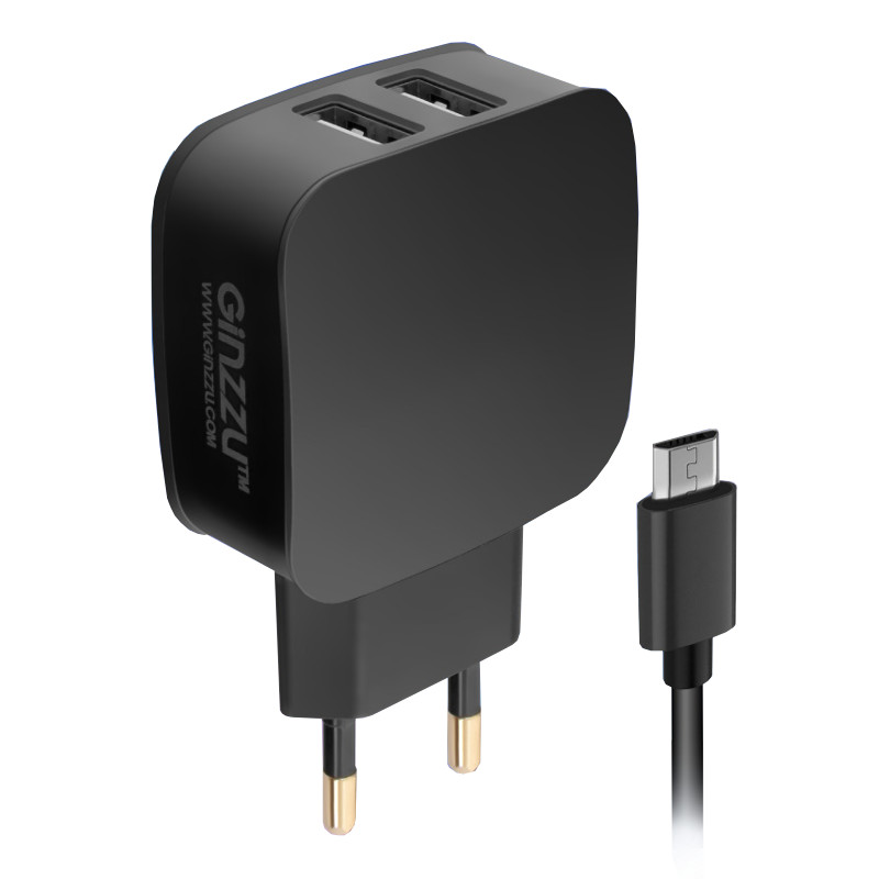 фото Зарядное устройство ginzzu 2xusb 2.1a black ga-3010ub