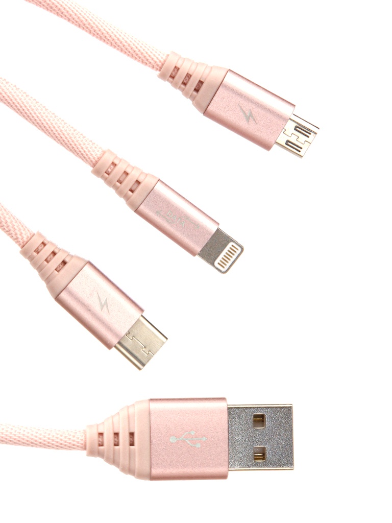 фото Аксессуар Ainy 5/5C/5S/6/6 Plus/iPad Mini/Air + Micro USB + Type-C Pink FA-092D