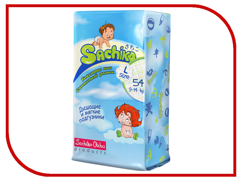 

Подгузники Sachiko L 9-14кг 54шт 4870208550036