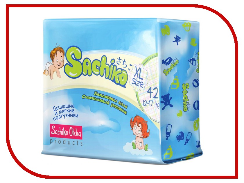 

Подгузники Sachiko XL 12-17кг 42шт 4870208550043