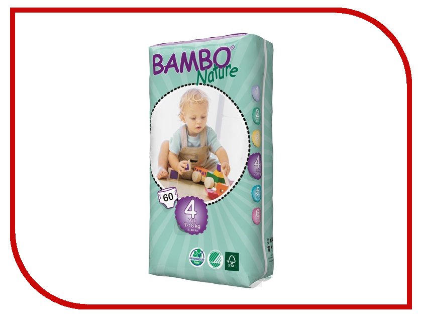 фото Подгузники Bambo Nature 7-18кг 60шт 310144