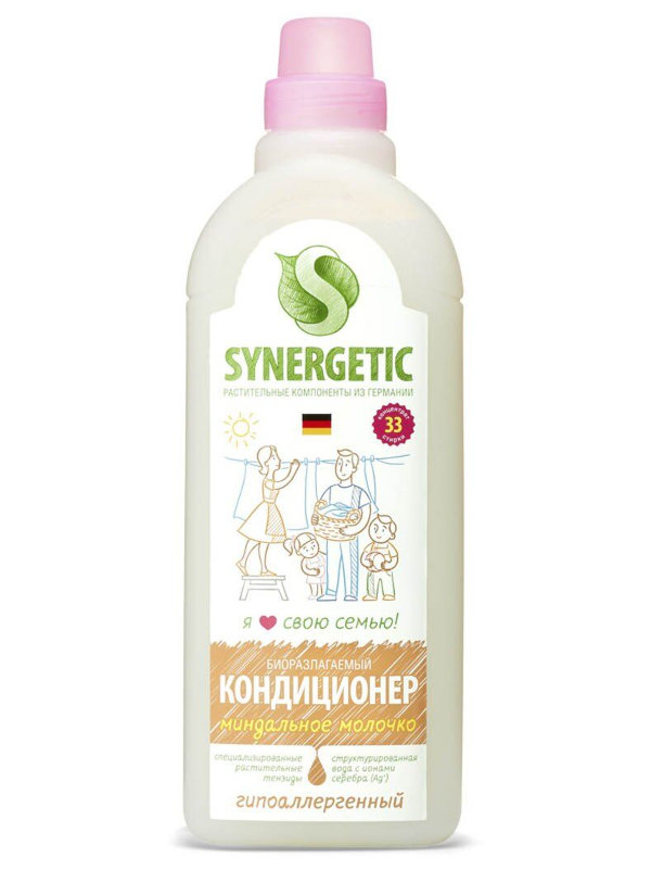 фото Кондиционер synergetic для белья миндальное молочко 1l 4623721671432