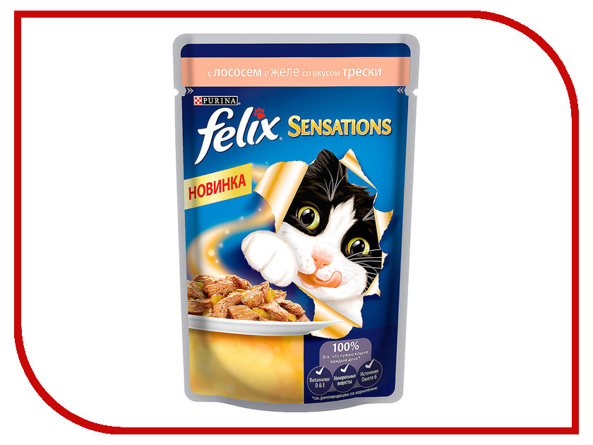 

Корм Felix Sensations Лосось и треска 85g для кошек 12318961